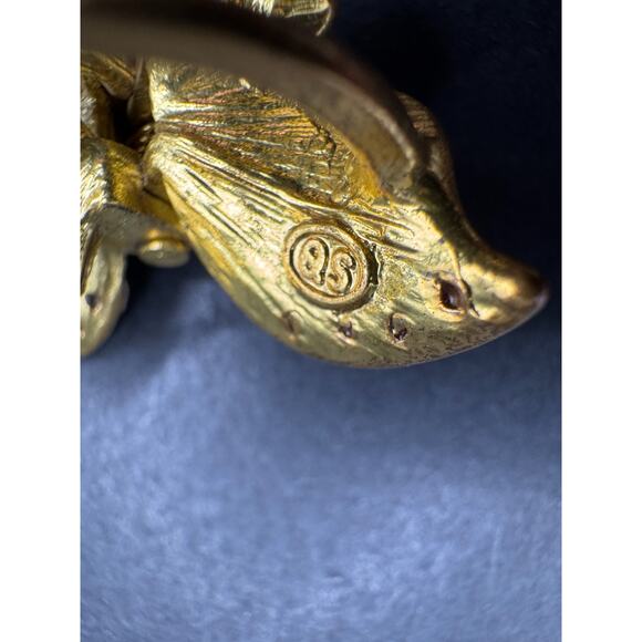 Vintage QS Signed Butterfly Hair Claws Metal Gold Tone Clear Rhinestones - Picture 8 of 10